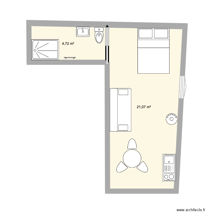 plan1. Plan de 2 pièces et 26 m2