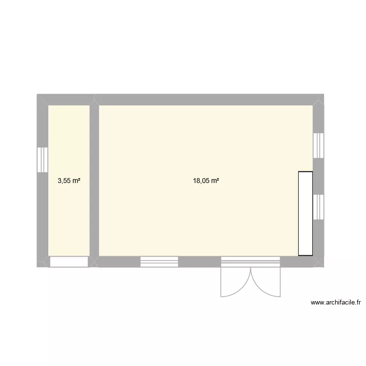 abris. Plan de 2  et 22 m²