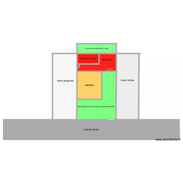 Plan habitation et Armurerie. Plan de 9  et 686 m²