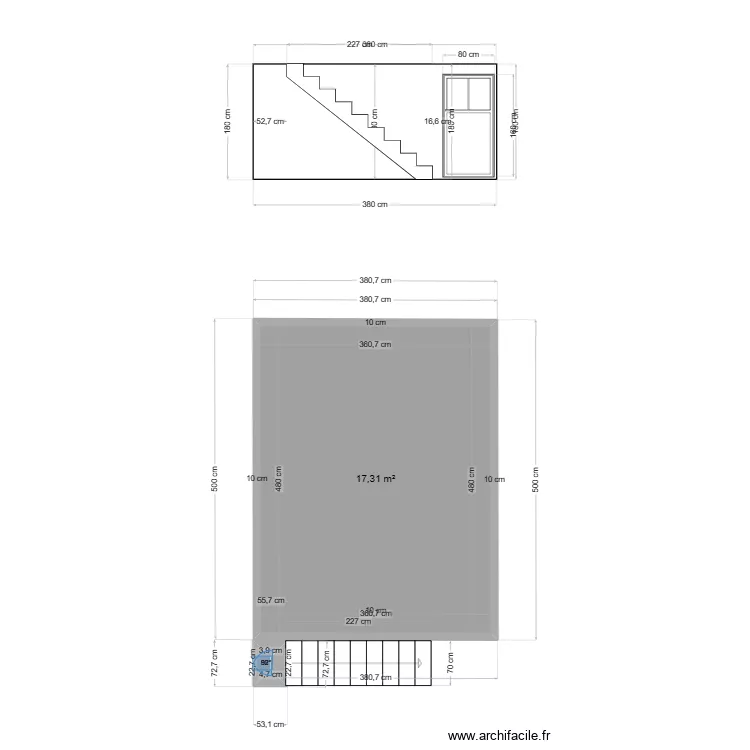 Bourdrel coupe escalier. Plan de 
