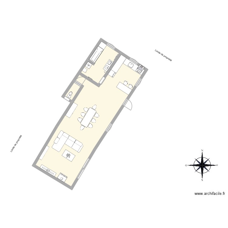 plan amenagement maison. Plan de 2 pièces et 69 m2