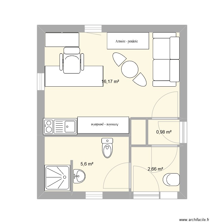 Plan bureau. Plan de 4 pièces et 25 m2