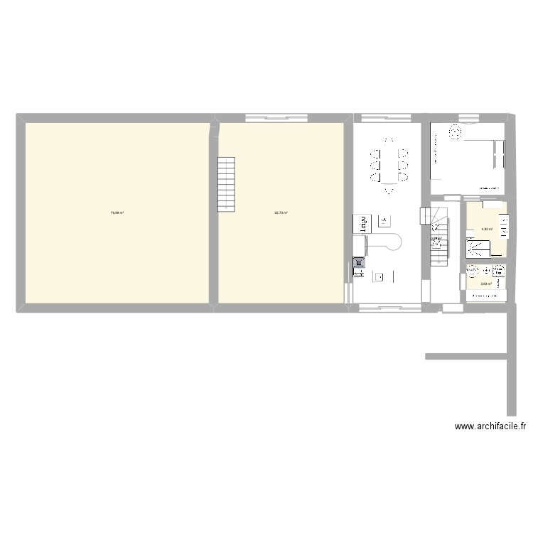 deux soeurs. Plan de 5 pièces et 140 m2