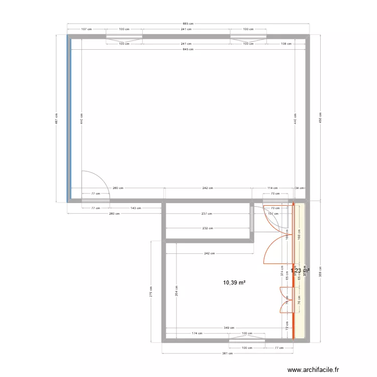 Thuillat T2 1er existant . Plan de 