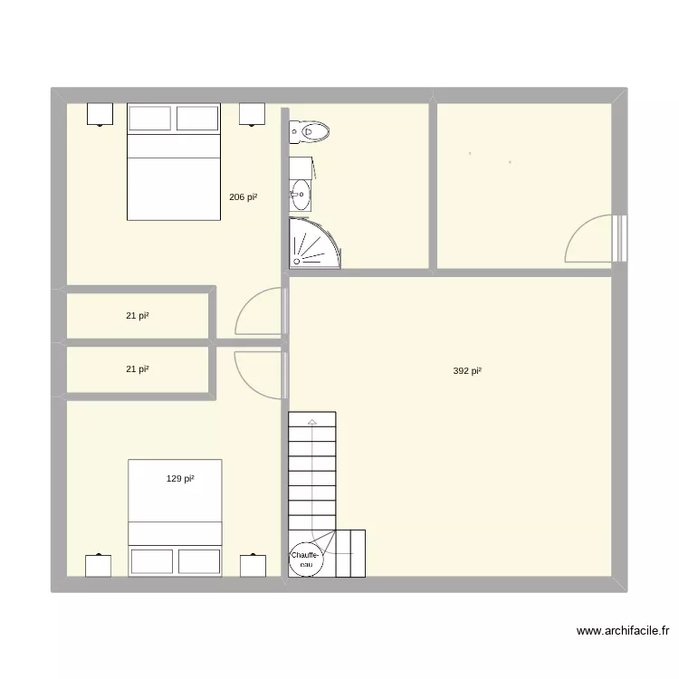 cave. Plan de 5  et 71 m²