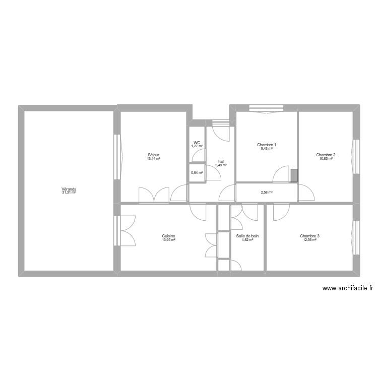 Existant - 60 r Saint Louis. Plan de 16 pièces et 108 m2