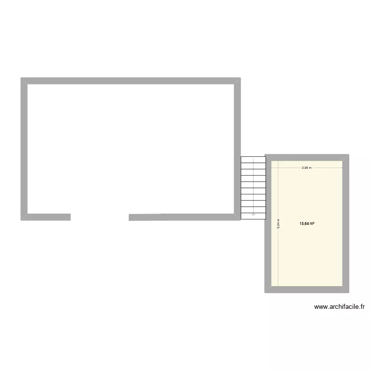 atelier. Plan de 1  et 16 m²