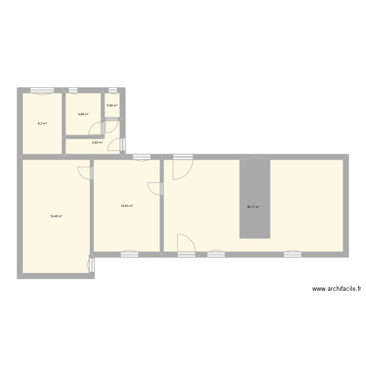 Peucelle Bastien RDC. Plan de 7 pièces et 85 m2