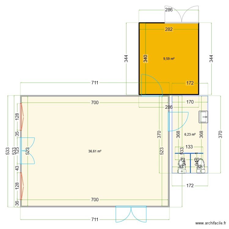 SAINTT MITRE CUISINE. Plan de 3 pièces et 52 m2