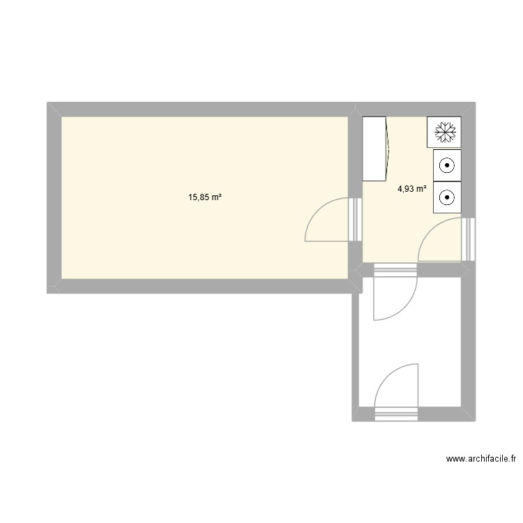 idée cellier. Plan de 2 pièces et 21 m2