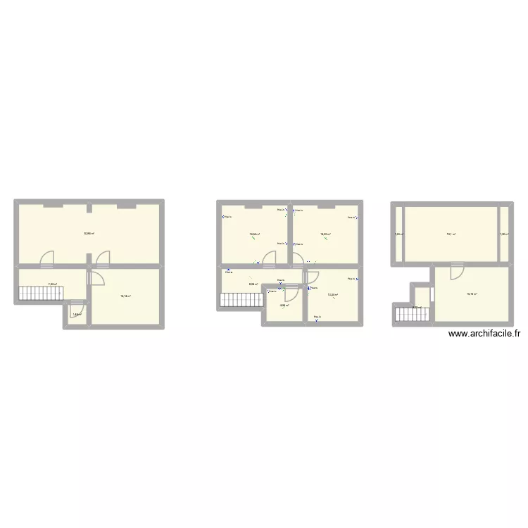 RDC. Plan de 14  et 147 m²