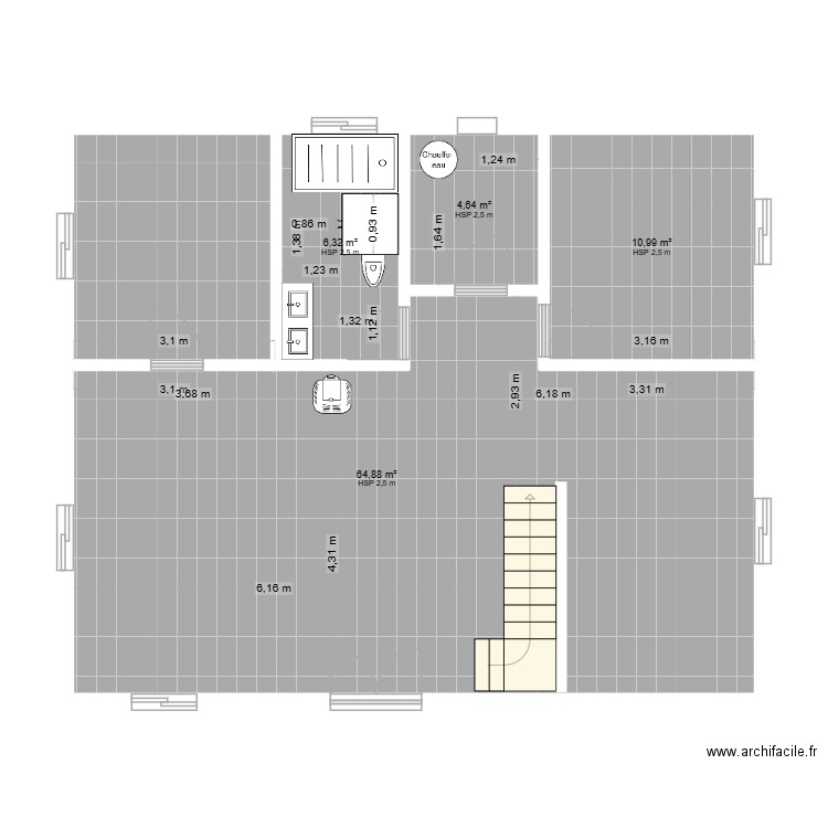 plan liria. Plan de 4 pièces et 87 m2