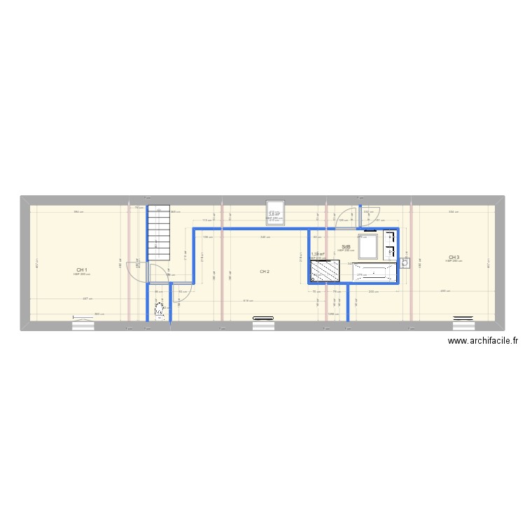 BAT 1  R+1 Modifié 2. Plan de 5 pièces et 84 m2