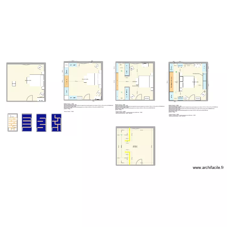 Chambre dressing et biblioth&egrave;que salon Vacher. Plan de 