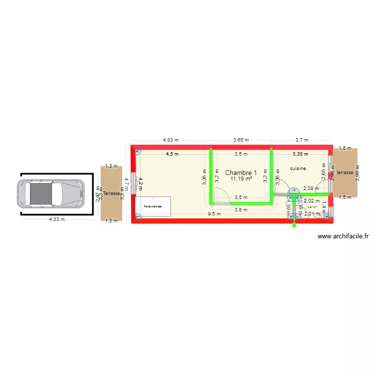 plan. Plan de 3 Pièces et 47 m² plan. Plan de 3 Pièces et 47 m²
