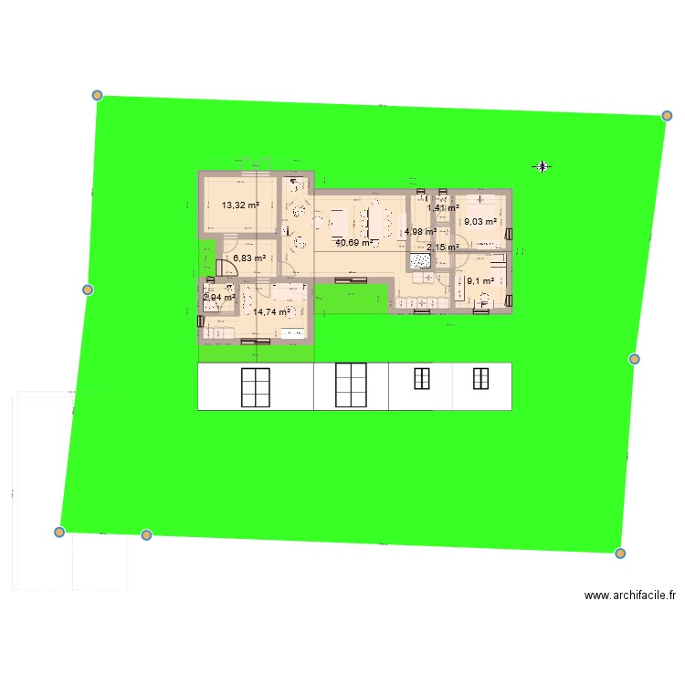 Ameugny Bernard 100 or. Plan de 10 pièces et 105 m2