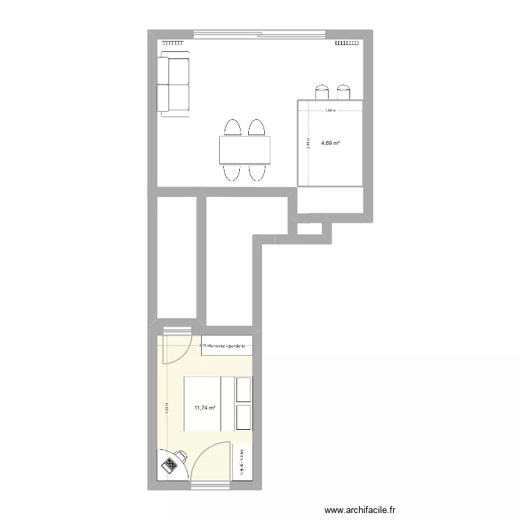 ESSAI 1. Plan de 2  et 16 m²