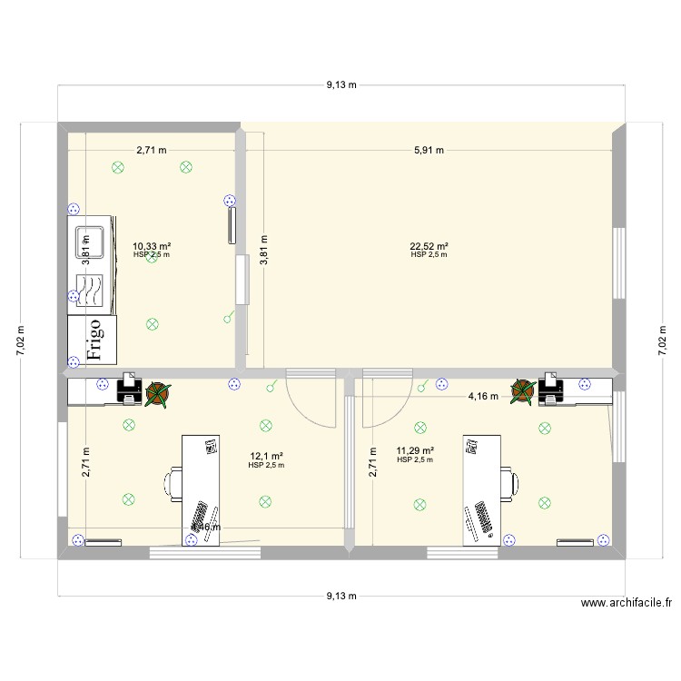 PLAN R+1 C5 - ELEC. Plan de 4 pièces et 56 m2