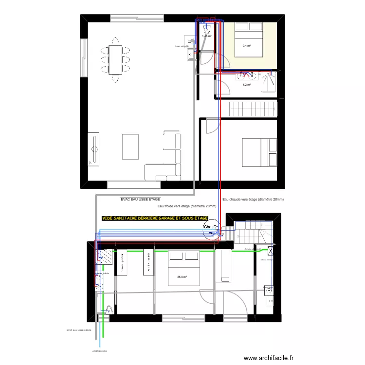MAISON MILOU. Plan de 4  et 52 m²