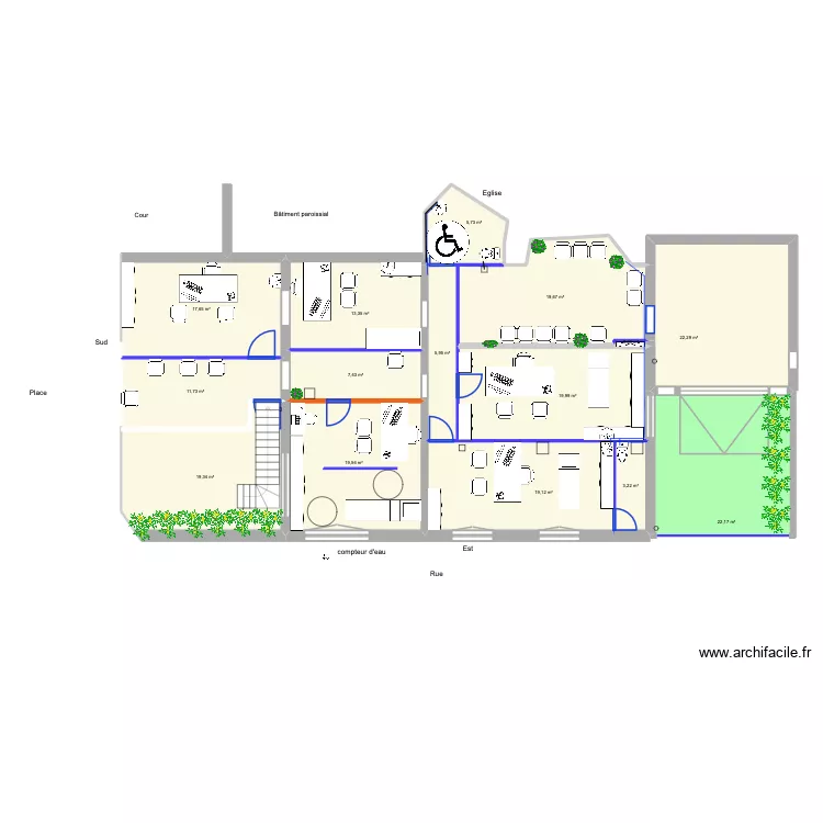 modif v&eacute;randa en pour terrasse. Plan de 16  et 317 m²