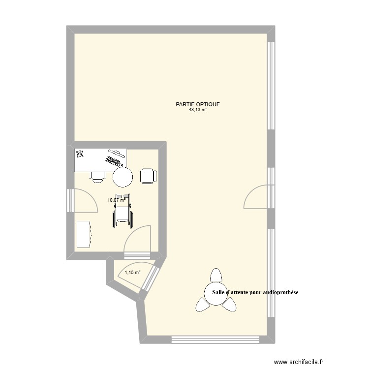 Ligné. Plan de 3 pièces et 59 m2