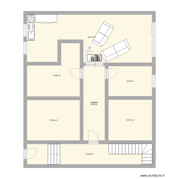 Vandeuren. Plan de 7 pièces et 103 m2