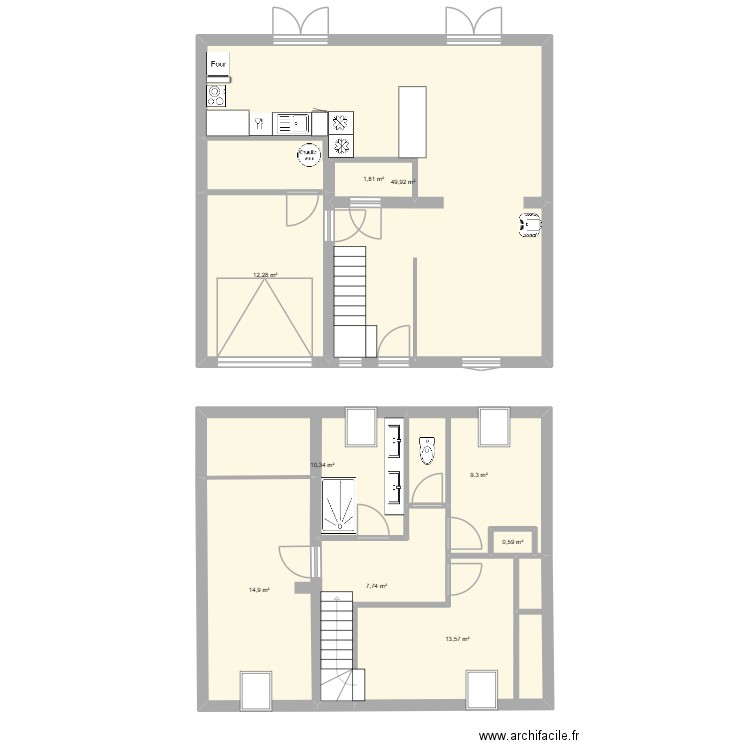 maison Monchy. Plan de 9 pièces et 120 m2