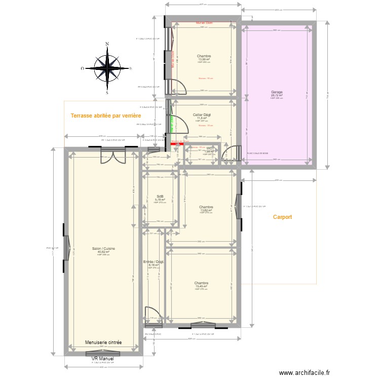 DUBOS. Plan de 9 pièces et 138 m2