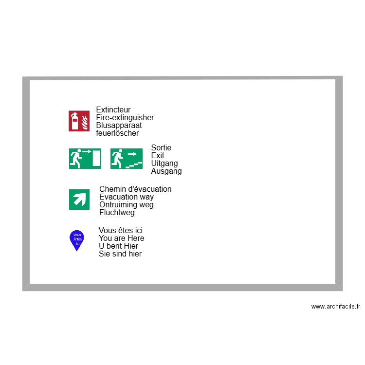 legende. Plan de 1 pièce et 94 m2