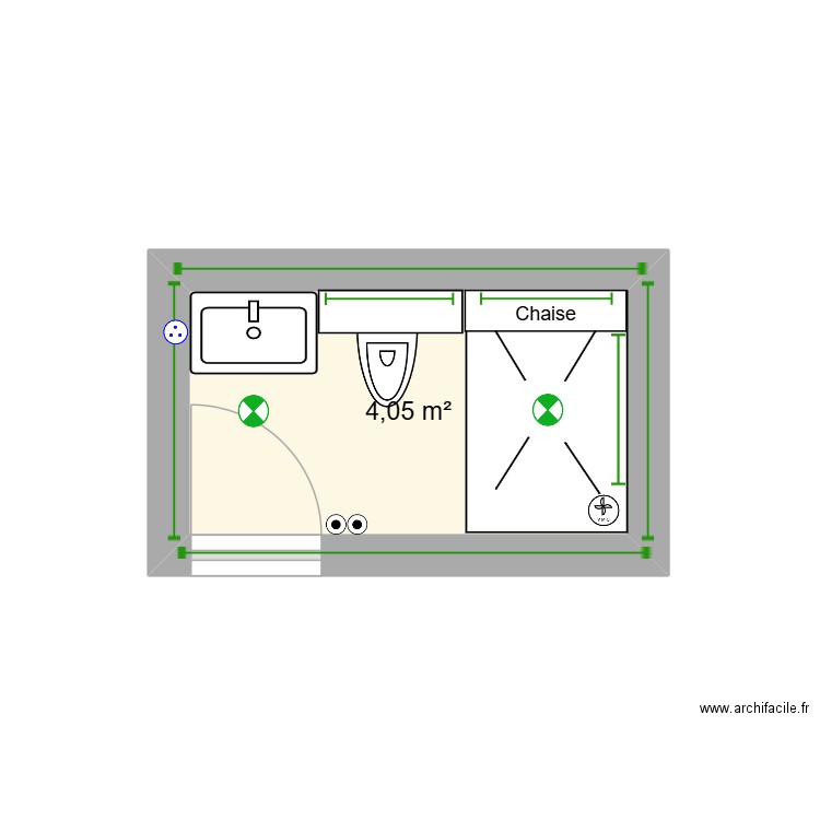 salle de bain. Plan de 1 pièce et 4 m2