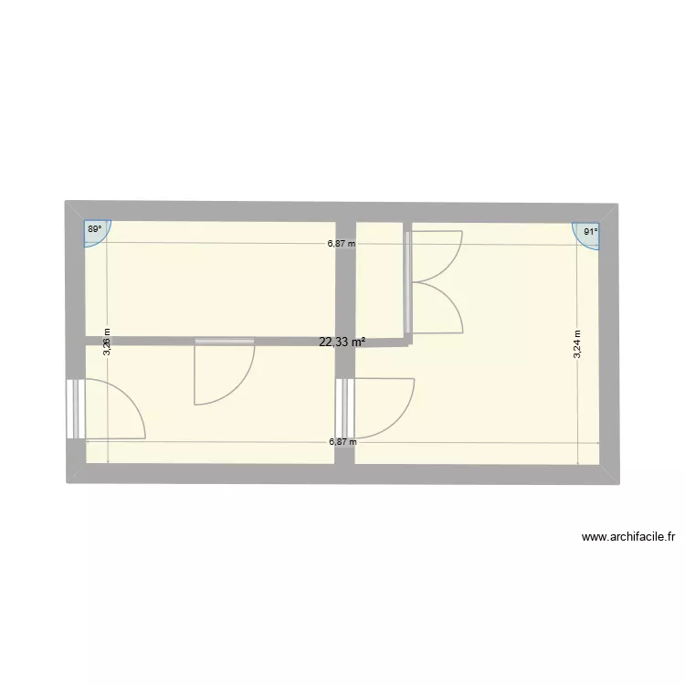 paris lecourbe. Plan de 1  et 22 m²