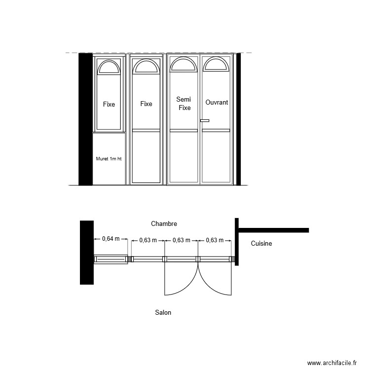 Cloison Vitrée Ines. Plan de 0 pièce et 0 m2