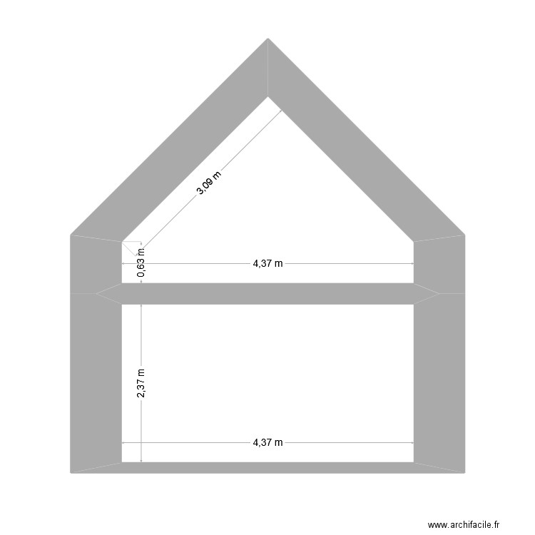 Coupe. Plan de 2 pièces et 18 m2
