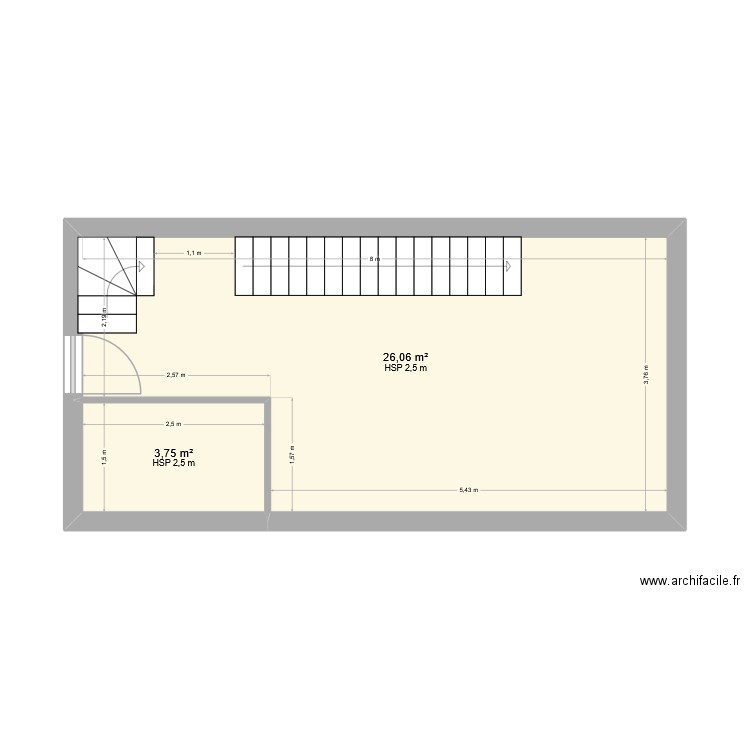 CAROLINE. Plan de 2 pièces et 30 m2