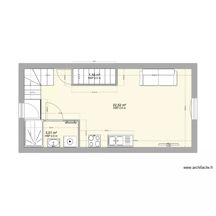 CAROLINE. Plan de 4  et 28 m²