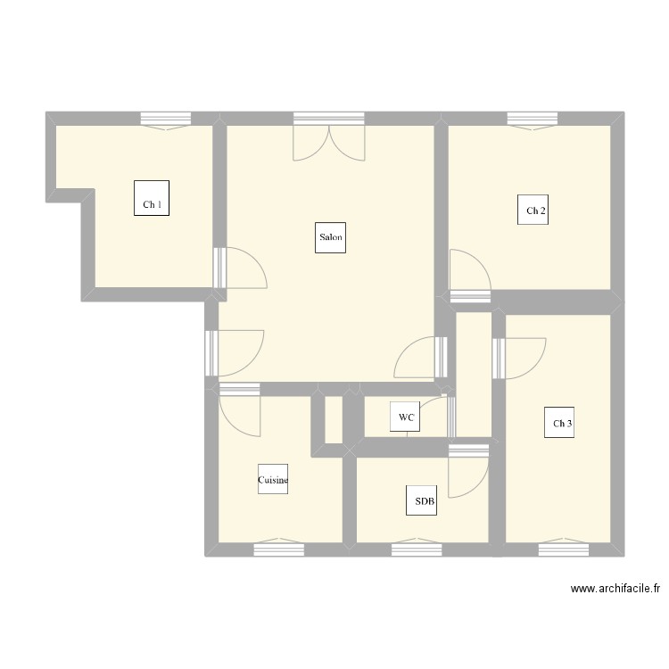 app. Plan de 9 pièces et 63 m2