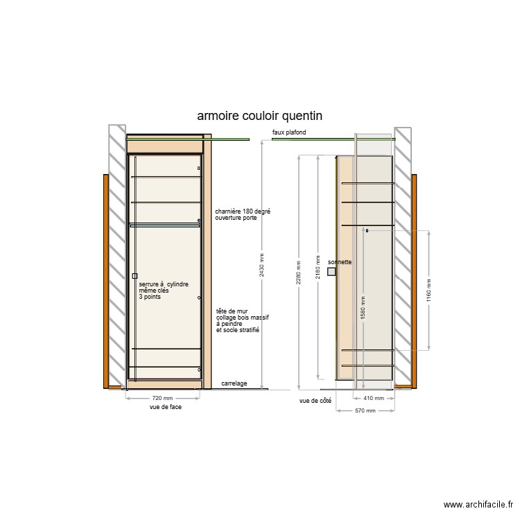 Cossonay armoire couloir. Plan de 0 pièce et 0 m2