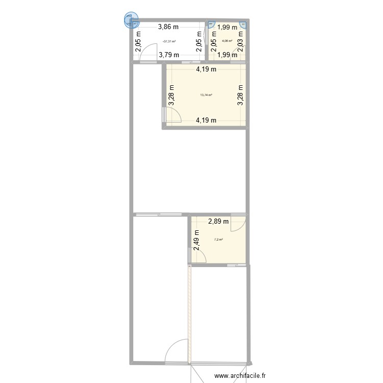 Momo. Plan de 4 pièces et 33 m2