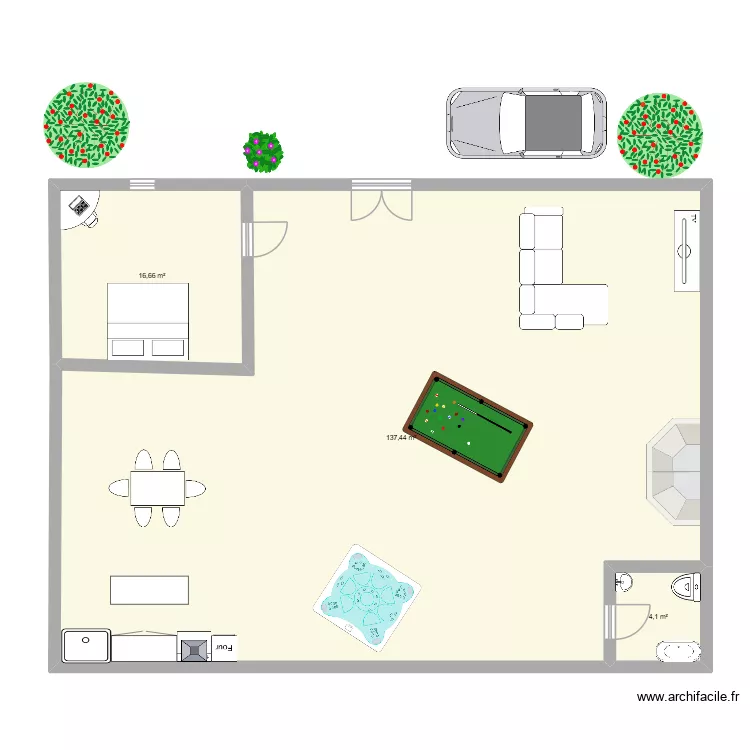 maison. Plan de 3  et 158 m²