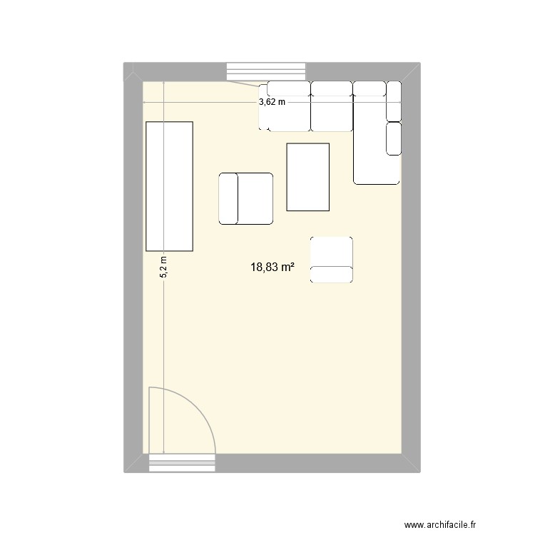 Colette. Plan de 1 pièce et 19 m2