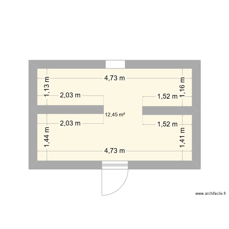 test bloquer. Plan de 1 pièce et 12 m2