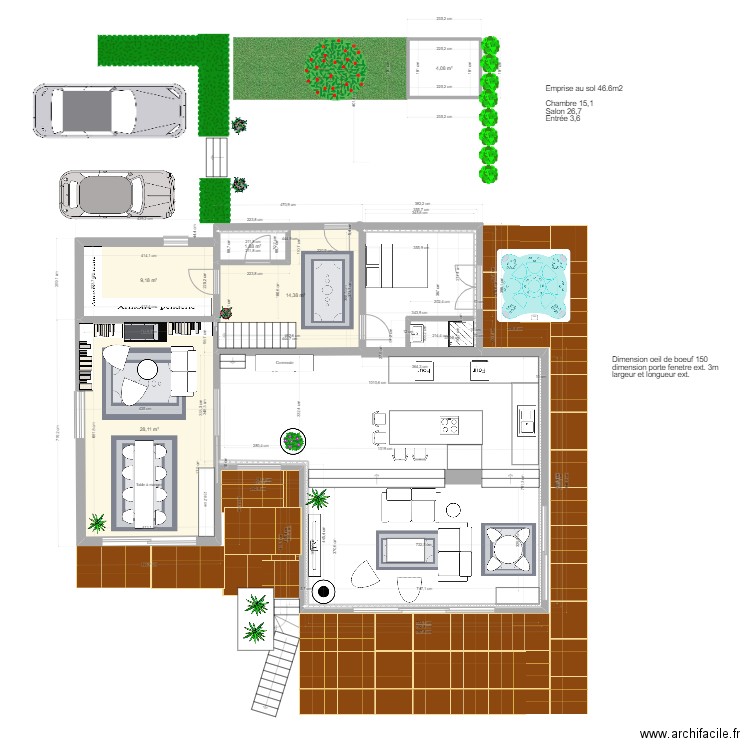 Plan RdC 3. Plan de 5 pièces et 58 m2