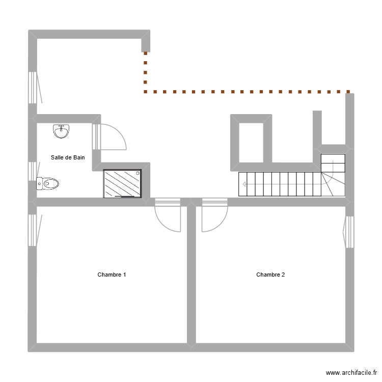 Plan Etage Guillaume. Plan de 3 pièces et 45 m2