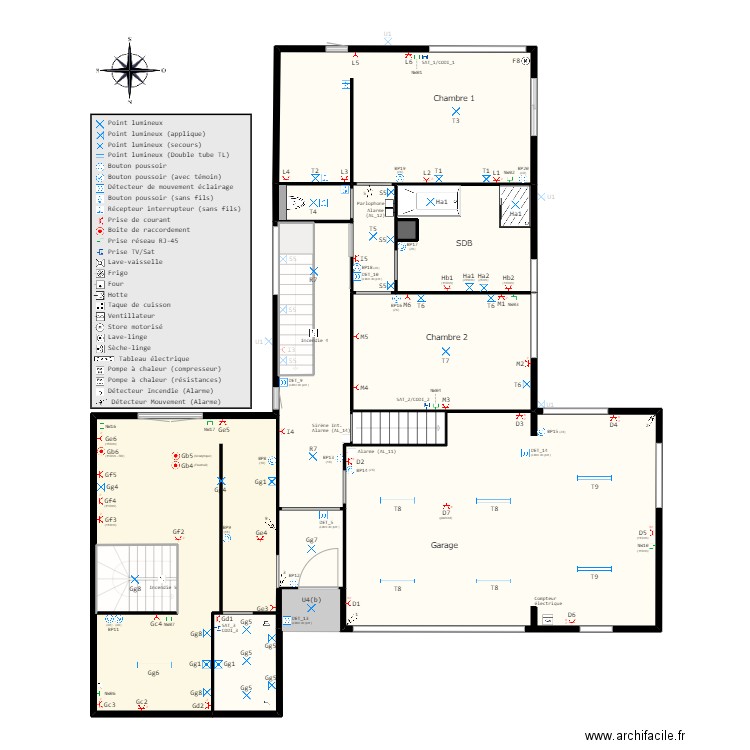 Home (Schéma électrique) v2.17. Plan de 22 pièces et 345 m2