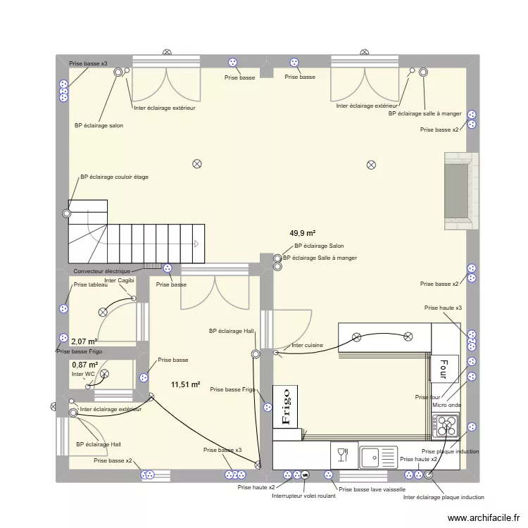 Electricité totale Rdc. Plan de 4 et 64 m² Electricité totale Rdc. Plan de 4 et 64 m²