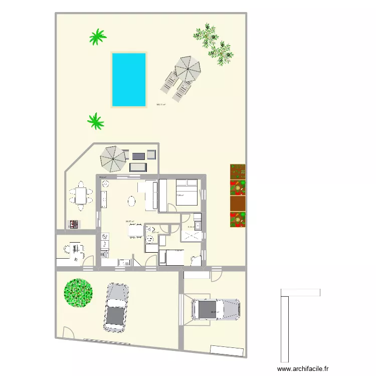 50m2 t3 + bureau. Plan de 10  et 343 m²