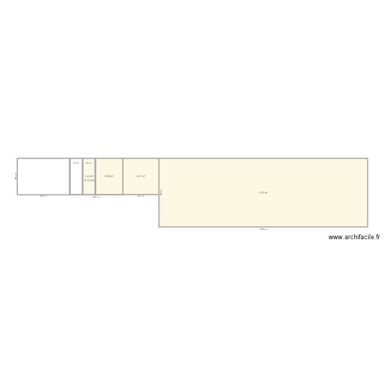 Plan terrasse. Plan de 4 pièces et 57 m2