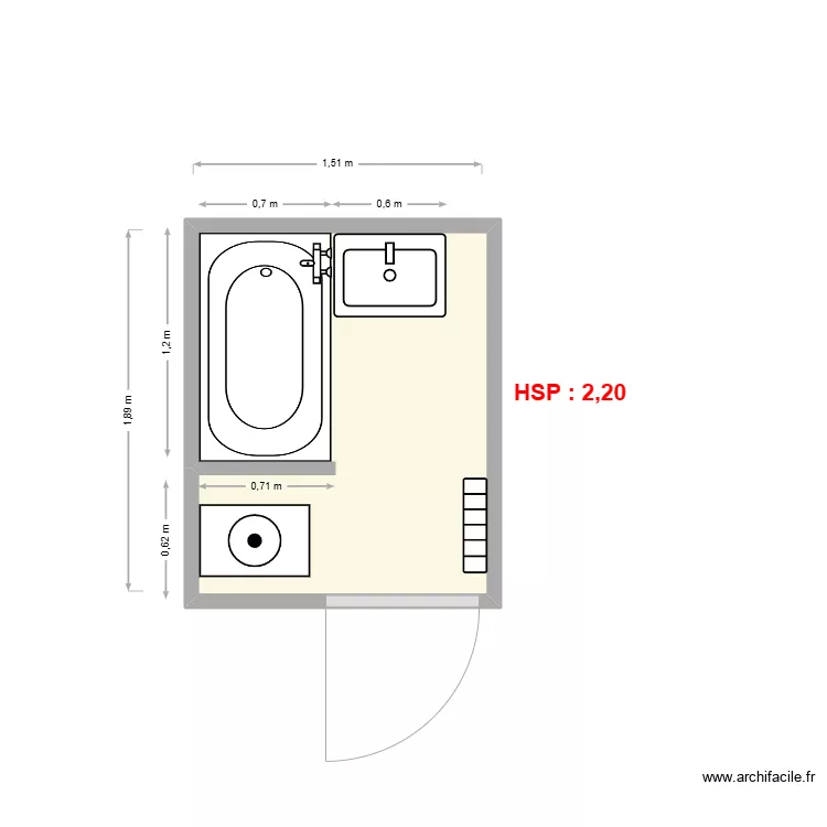 POULLIN - SdB EXISTANT. Plan de 