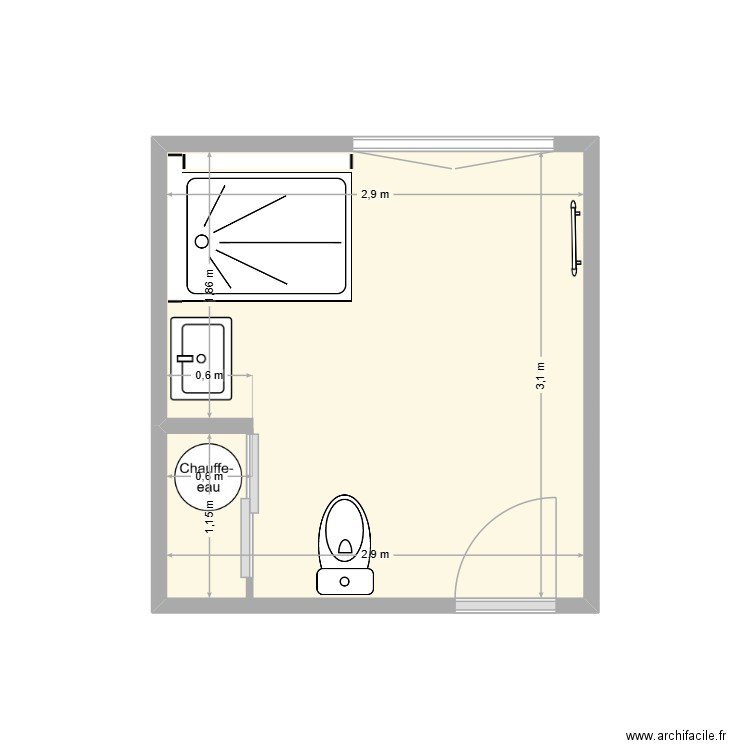 RUTA. Plan de 1 pièce et 9 m2