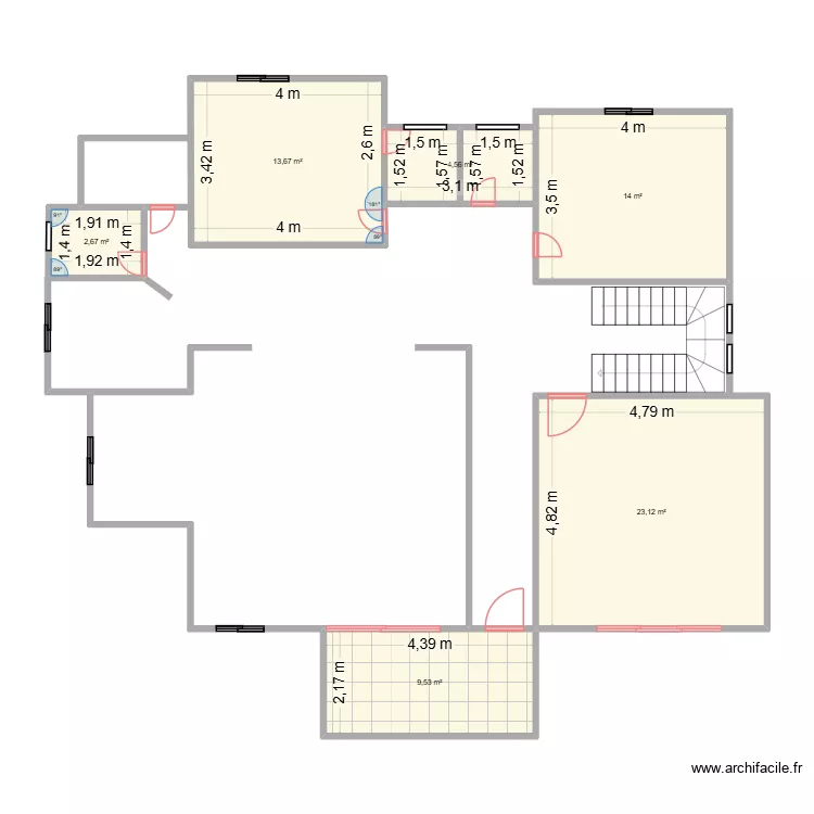 Plan d'habitation R+1 Mangata. Plan de 6  et 68 m²